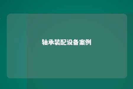 轴承装配设备案例 